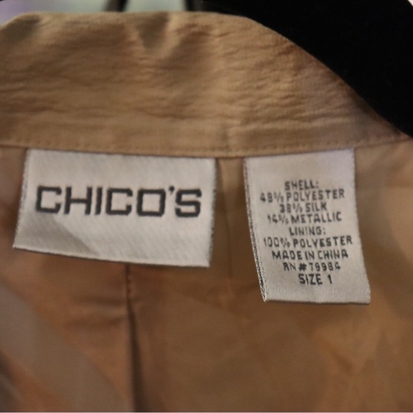 EUC Tan Chico’s Silk Jacket with Zippers and Buttons, Chico’s Size 1 - Picture 8 of 8